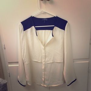 The Limited black and cream button down blouse